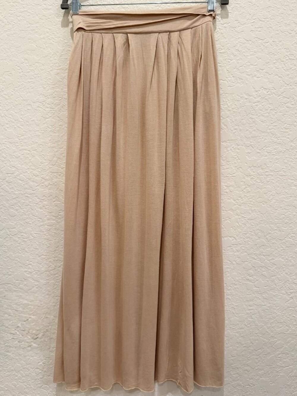 Peace Love World Boheme Rayon Maxi Skirt Tan XS Boho Tiered